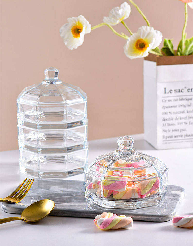Bocal en verre multicouche vintage pour bonbons et fruits secs