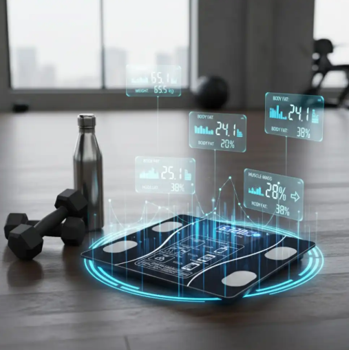 LCD ميزان ذكي بلوتوث لقياس الوزن و الدهون-تطبيق هاتف-شاشة