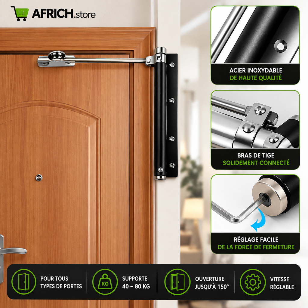 Ferme Porte Automatique Silencieux Vitesse Réglable