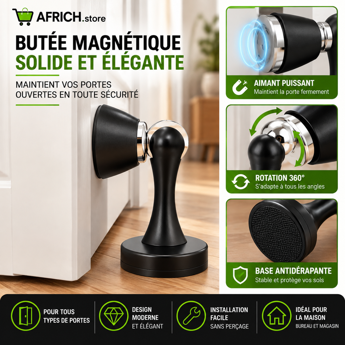 Ferme Porte Automatique Silencieux Vitesse Réglable