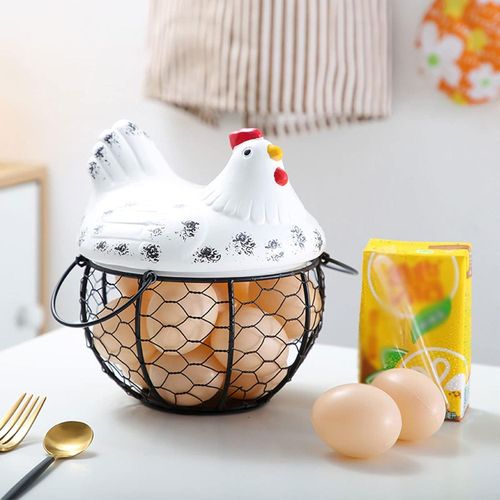 Porte-œufs créatif en fil de fer en forme de poule